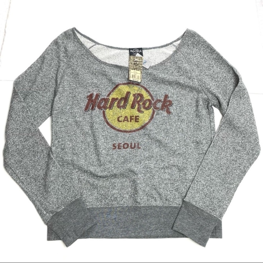 HARD Rock Cafe Seoul Classic French Terry Logo Pullover Sweatshirt in Gray New - Picture 7 of 7